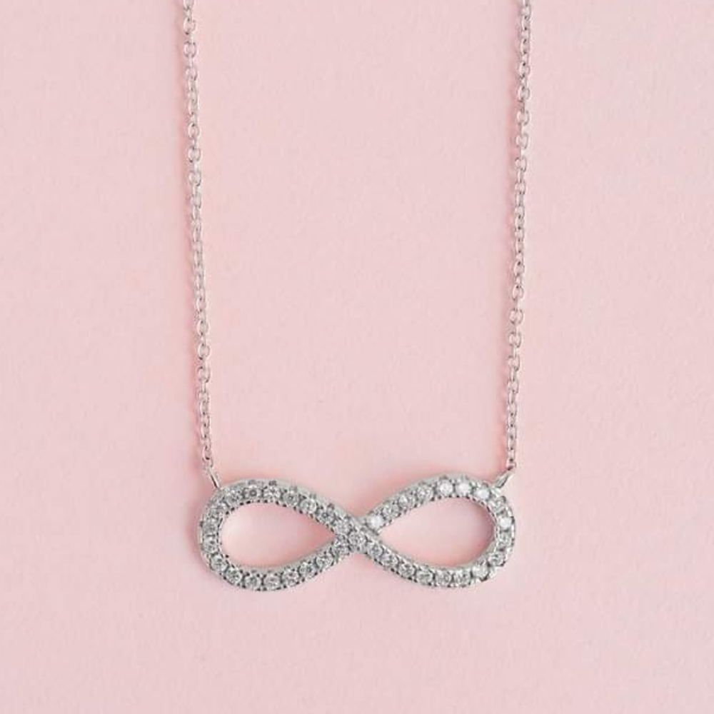 Infinity Gemstone Necklace, 925 Sterling Silver Charmed Aroma Love Story